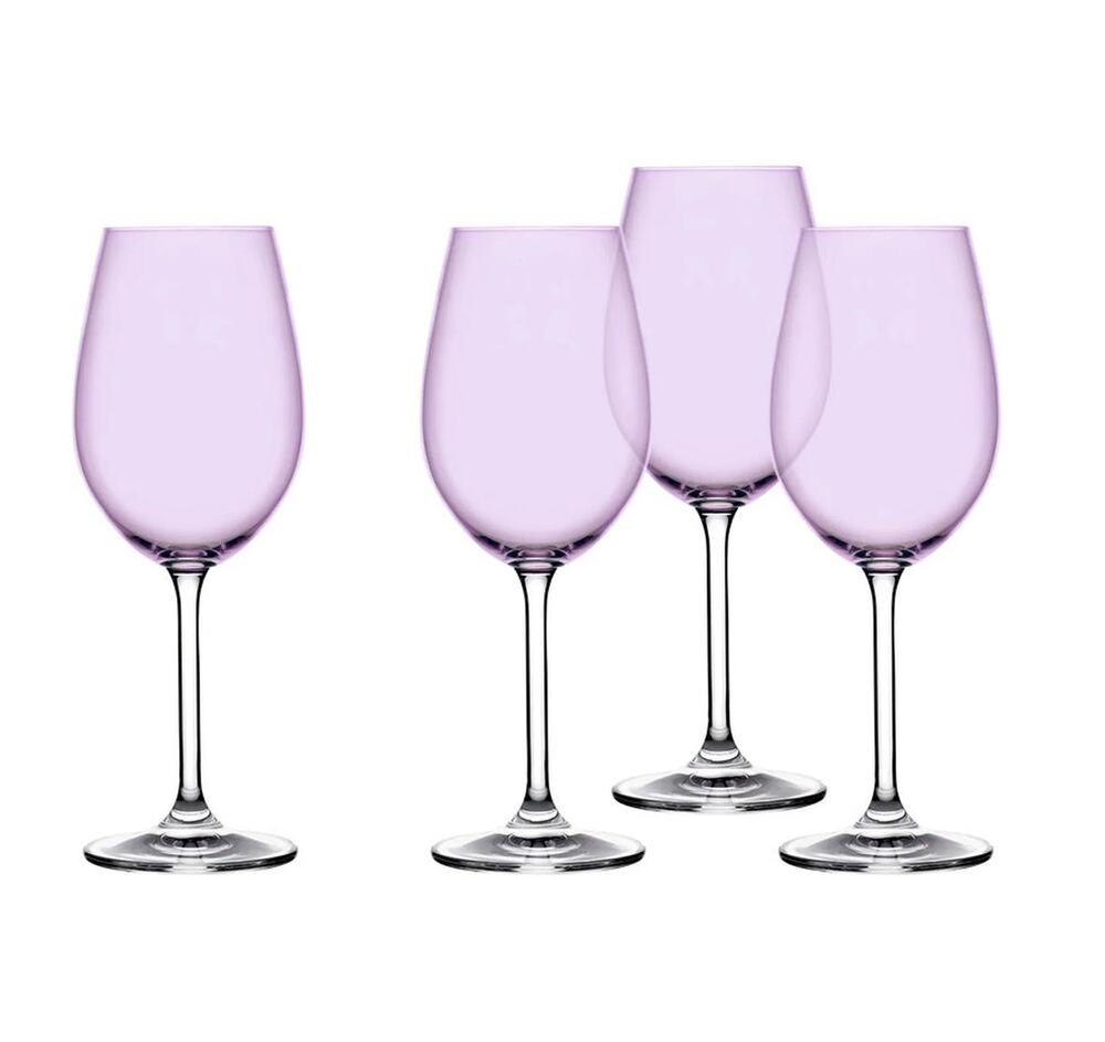 Godinger Meridian Lilac White Wine Glass Set of 4 Chic Spring Barware 12oz New